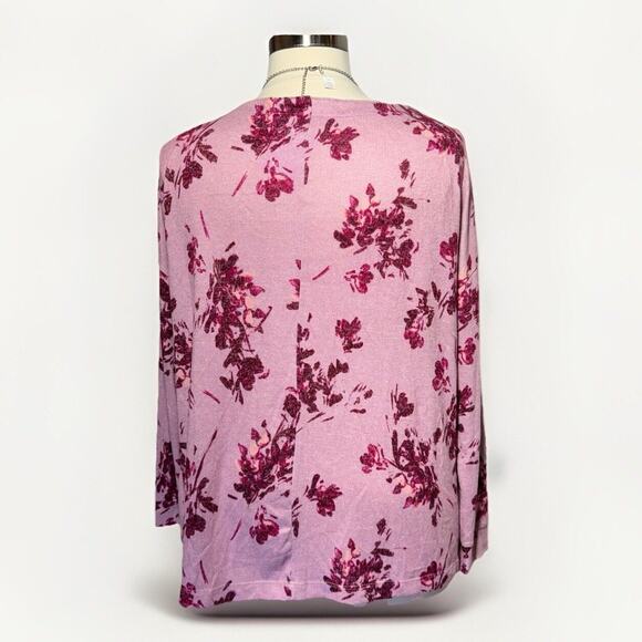 A.N.A. Mandy Sweater Floral Ruby Women’s Size 1X Shoulder Buttons - Picture 3 of 10